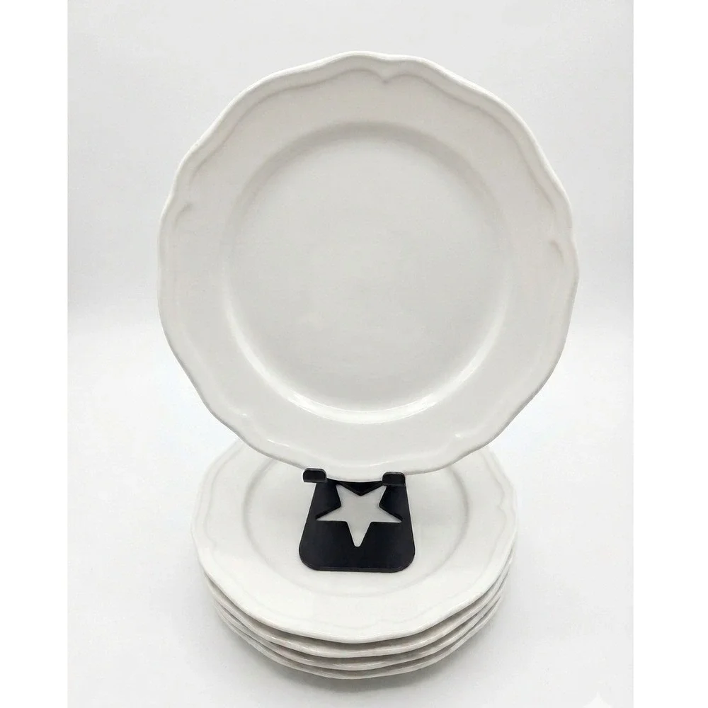IKEA Arv White Stoneware Scalloped Side Plates Set of 5 Turkey 17208 8 Inch